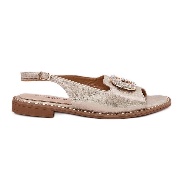 S.Barski Sandale pentru femei cu un detaliu decorativ al S. Barski KV51-081 PLN de aur