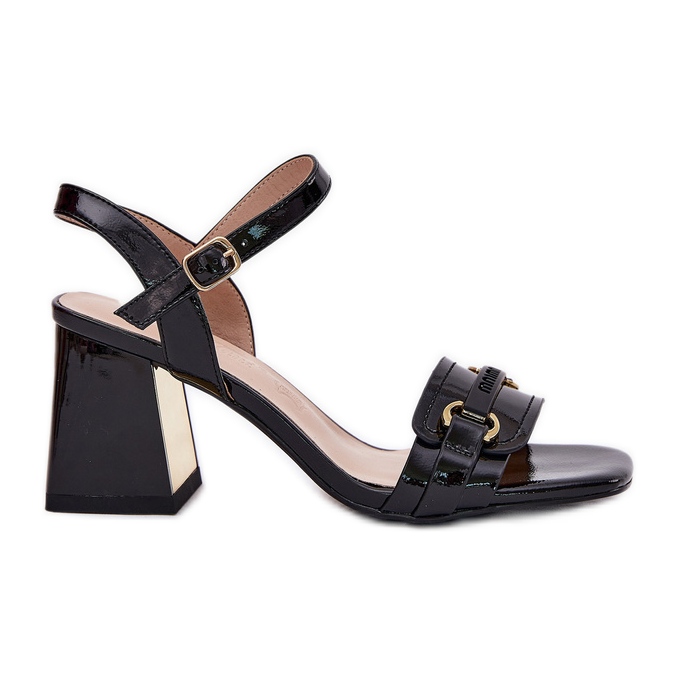 EVento Sandale de femei lăcuite din piele pe stâlp negru