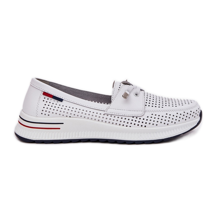 EVento Pantofi pentru piele pentru femei pe platformă Openwork White alb