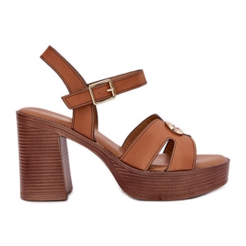 EVento Sandale pentru femei pe postul de decorare a aurului de cămile maro