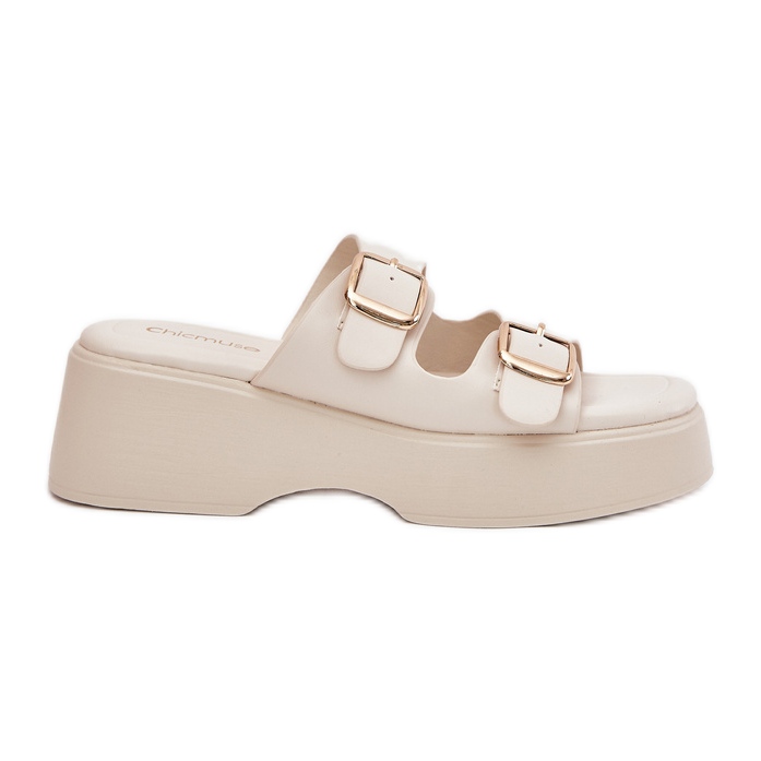 Inna Flip -flops -uri pentru femei pe pană și platformă cu cleme de lumină cerșită bej