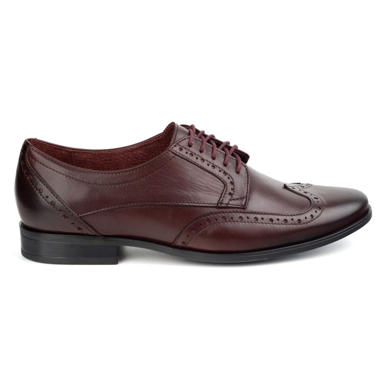 Olivier Pantofi pentru piele pentru bărbați Brogs - Model 1023 Cherry roșu
