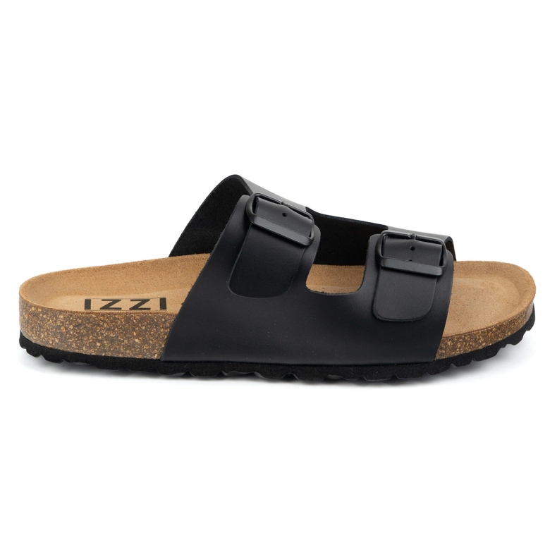 Vriston Pantofi pentru bărbați reglabili flip -flops Alexz Black Skin Față negru
