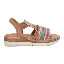 EVento Sandale pentru femei cu o împletitură multicoloră bej EVento Sandale pentru femei cu o împletitură multicoloră bej