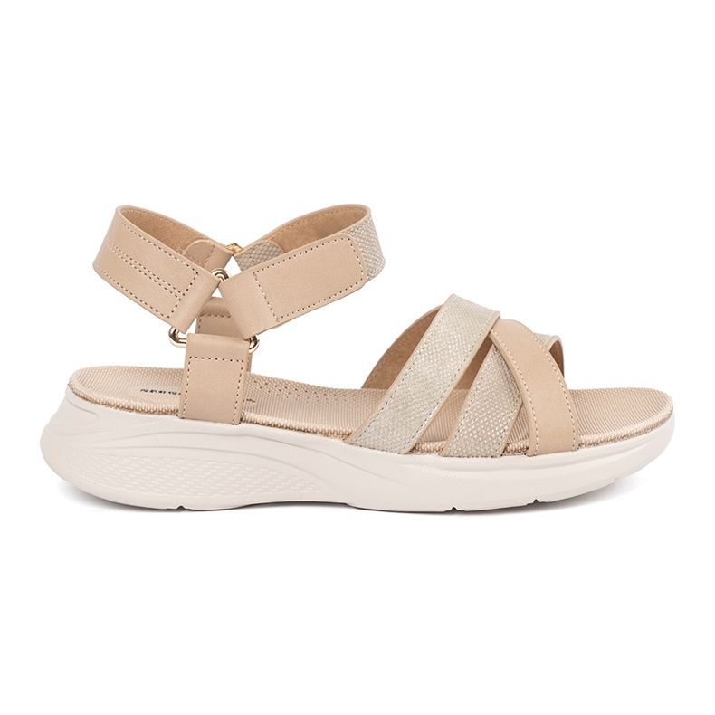 Sergio Leone Sandale bej ușoare pe o platformă albă