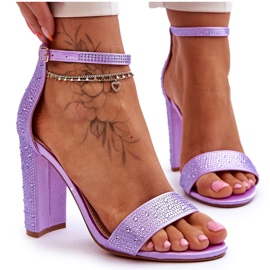 Călcâie pentru femei cu zircoane purpurii violet