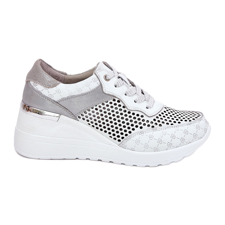 Pantofi sporturi deschise din piele Adidași pe Wedge S.Barski LR51-641 White alb