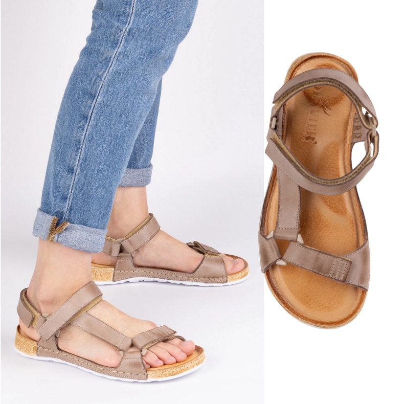 Olivier Sandale pentru femei desculți din piele bej Olivier Sandale pentru femei desculți din piele bej