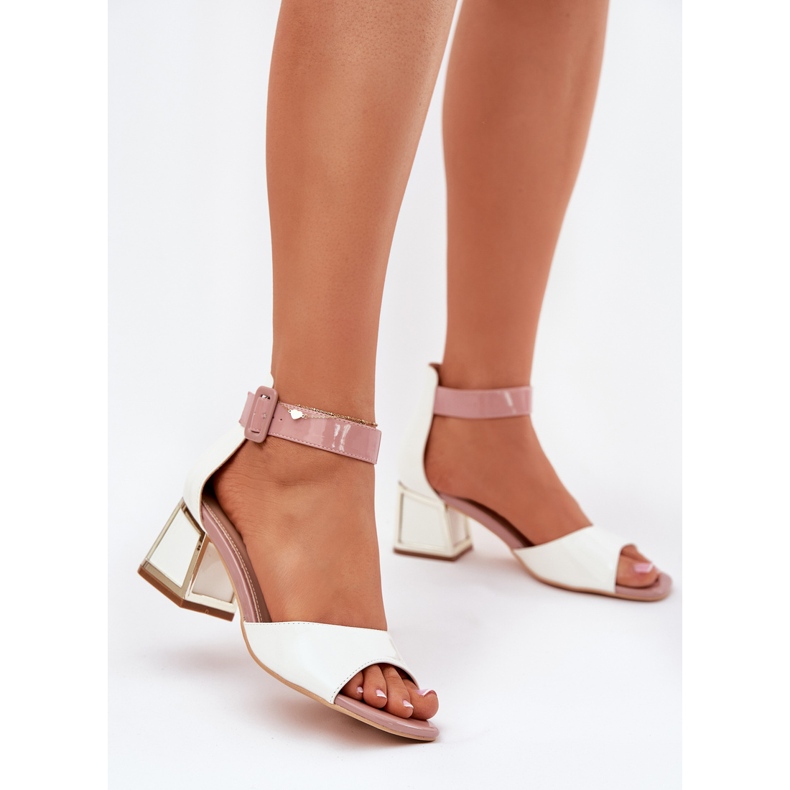EVento Sandale feminine lăcuite pe postul alb