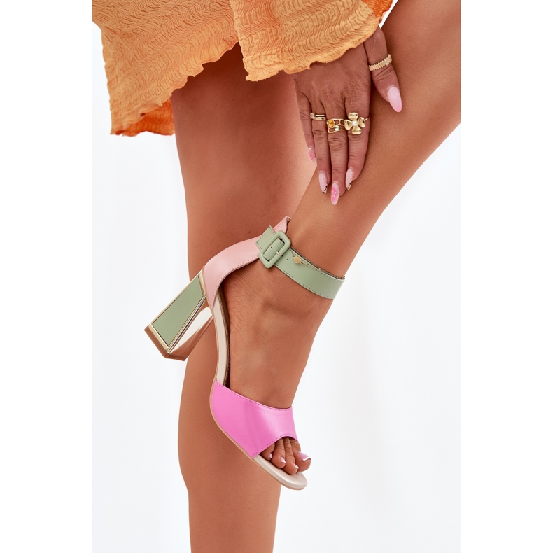 EVento Sandale elegante pentru femei pe postul de culoare roz-verde EVento Sandale elegante pentru femei pe postul de culoare roz-verde