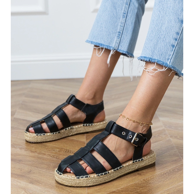 Espadrilles negre construite -sandale negru