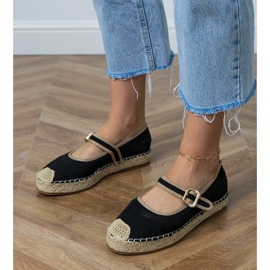Espadrilles negri cu o cataramă decorativă negru Espadrilles negri cu o cataramă decorativă negru