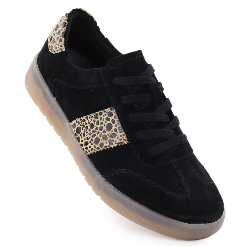 Sporturi din piele pentru femei cu imprimeu leopard. Filippo DP6770 negru