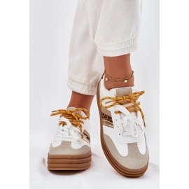 Adidași pentru femei pe platformă cu imprimeu cu leopard alb dublu dacing