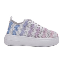 Adidași pentru femei pe platformă cu un multicolor superior de croșetat Adidași pentru femei pe platformă cu un multicolor superior de croșetat