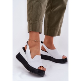 Sandale din piele pentru femei pentru Antic Artiker 52C0483 White alb