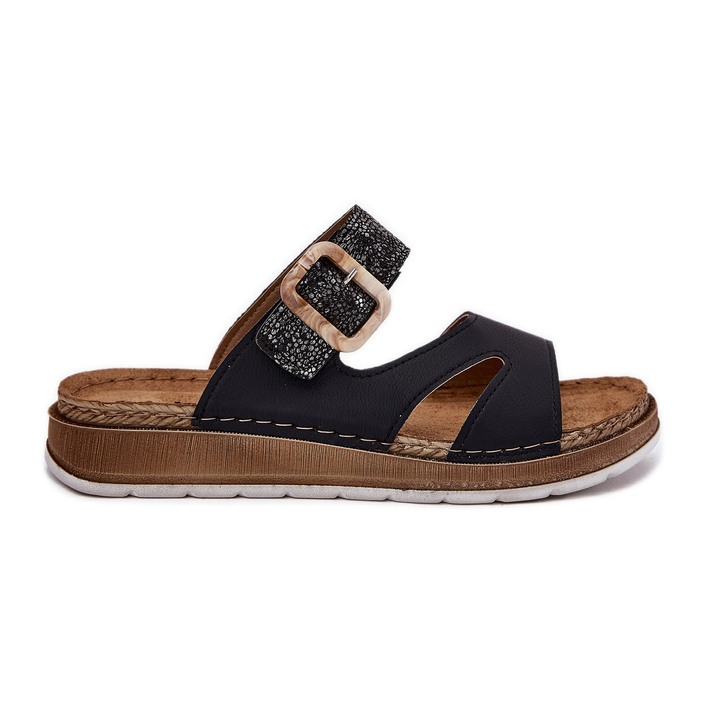 Flip -flop -uri ușoare pentru femei cu cataramă neagră Inblu GS000055 negru