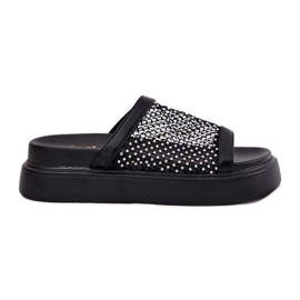 S.Barski Flip-flops decorat pentru femei pe platformă cu Mesh S. Barski My51-016 Negru