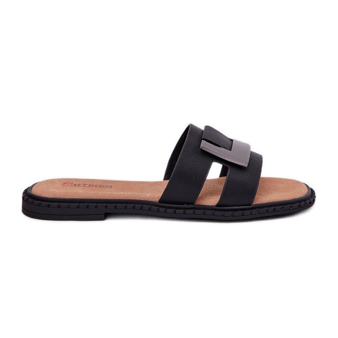 Flip -flops pentru femei cu un detaliu decorativ Artiker 56C1336 Negru