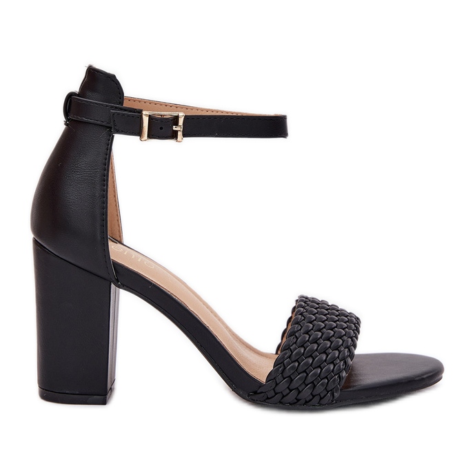 EVento Sandale pentru femei pe o postare cu o bandă împletită negru EVento Sandale pentru femei pe o postare cu o bandă împletită negru