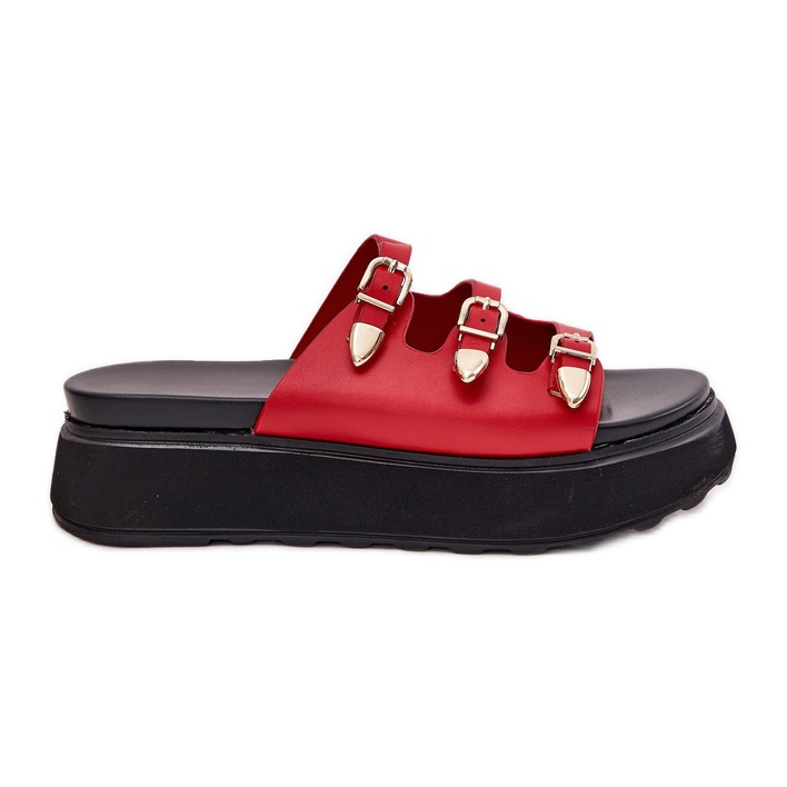 Flip -flops pentru femei pe platformă cu dungi roșii roșu