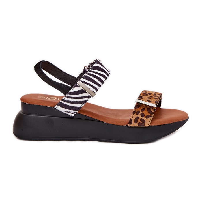 Sandale pentru femei pentru leopard și zebră maro