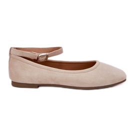 Eco Ballerinas Suede cu o centură și o clemă bej Eco Ballerinas Suede cu o centură și o clemă bej