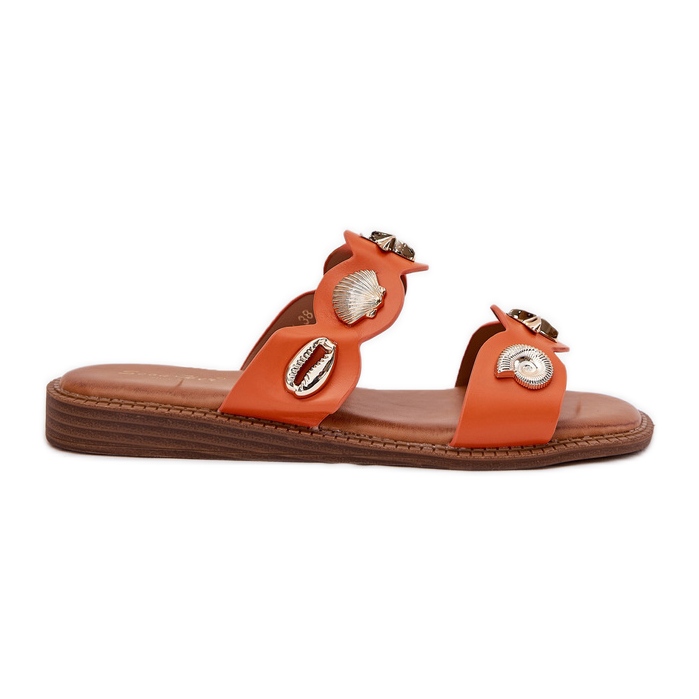 Flip -flops pentru femei cu pini de aur portocaliu portocale Flip -flops pentru femei cu pini de aur portocaliu portocale