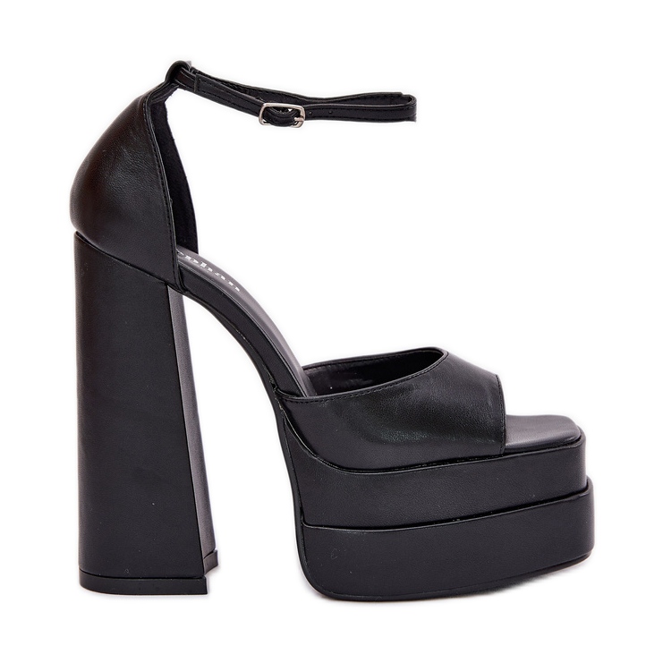 Sandale pentru femei pe postare și platformă neagră negru Sandale pentru femei pe postare și platformă neagră negru