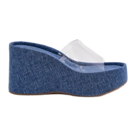 Pâinea femeilor cu pană cu o centură din denim transparentă albastru Pâinea femeilor cu pană cu o centură din denim transparentă albastru