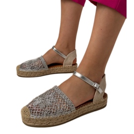 Silver Silver Openwork Espadrilles Sandale argint Silver Silver Openwork Espadrilles Sandale argint