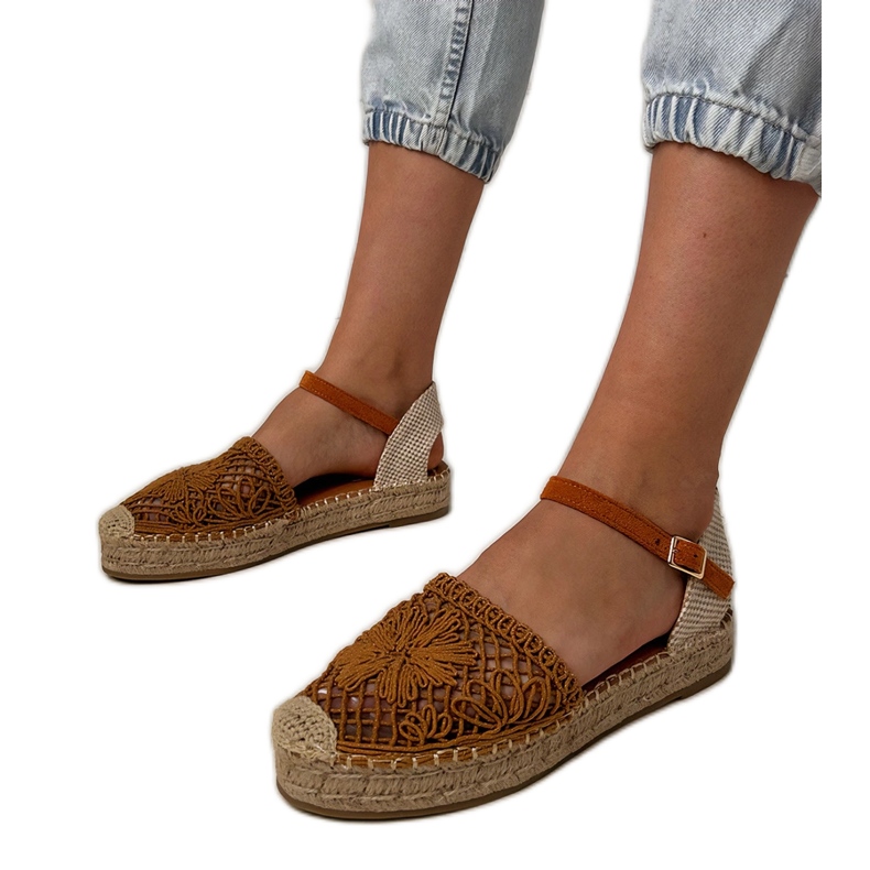 Sandale deschise de espadrilles maro