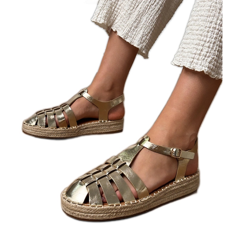 Sandale de aur espadrilles gladiator de la eco -leather