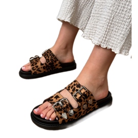 PANTHER PAPSERS pentru femei cu catarame decorative bej