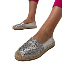 Silver Openwork Espadrilles pe platformă argint