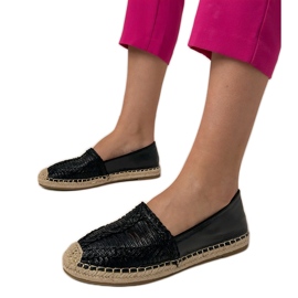 Black Openwork Espadrilles pe platformă negru