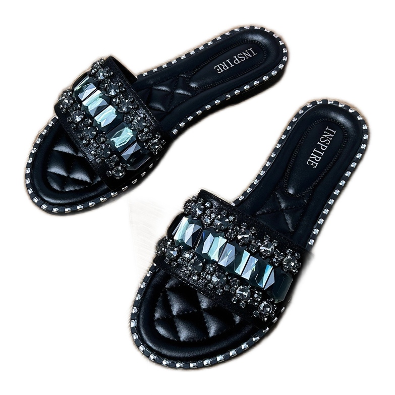 Flip -flip -flops decorat cu cristale negru