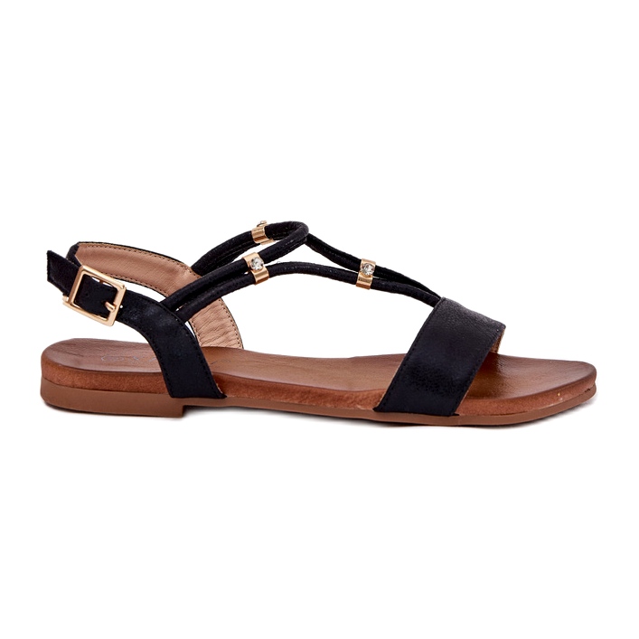 S.Barski Sandale plate pentru femei cu dungi S. Barski KV51-120 Negru S.Barski Sandale plate pentru femei cu dungi S. Barski KV51-120 Negru