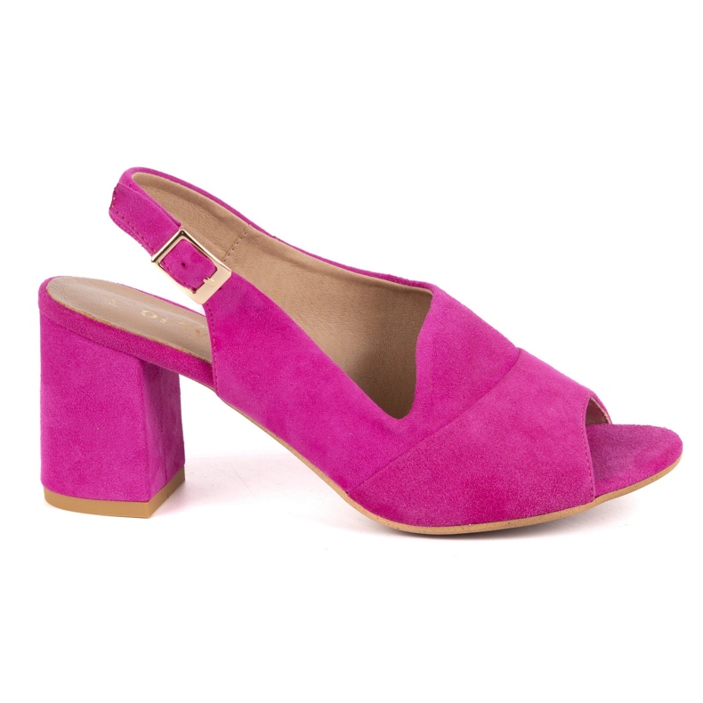 Olivier Sandale din piele înaltă pentru femei N1818 din piele naturală din piele de căprioară Fuchsia roz