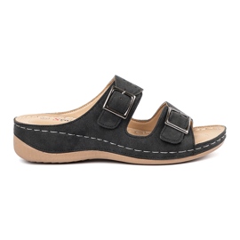 Seastar Papuci pe o pană joasă cu cleme negre negru Seastar Papuci pe o pană joasă cu cleme negre negru
