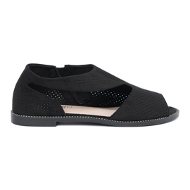 Goodin Sandale plate negre deschise negru Goodin Sandale plate negre deschise negru