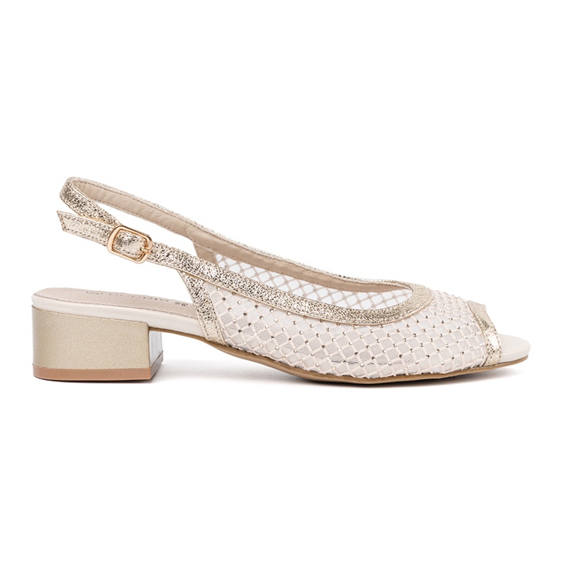 Goodin Sandale de aur cu o plasă decorativă Goodin Sandale de aur cu o plasă decorativă