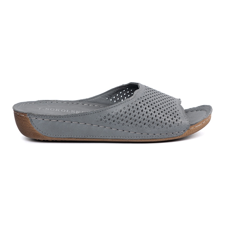 T.Sokolski Flip -flop -uri gri din piele
