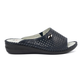 Flip -flops pentru femei din bleumarin cu o inserție de piele albastru