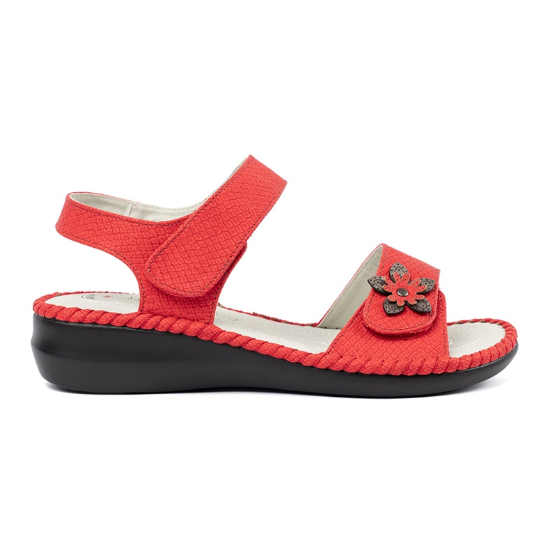 J. Star Sandale roșii cu o inserție de piele roșu