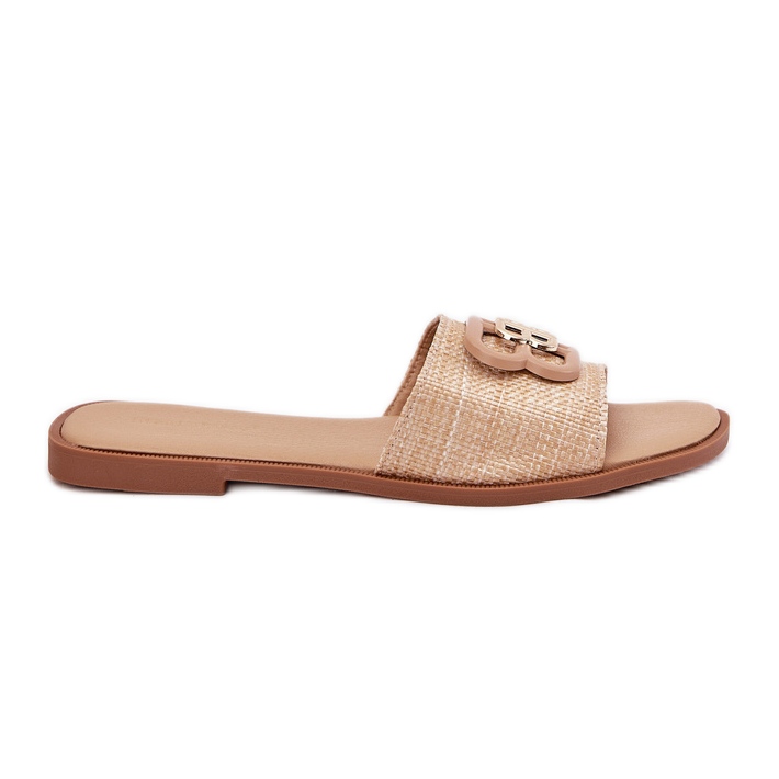 Flip -flops pentru femei cu detalii decorative bej