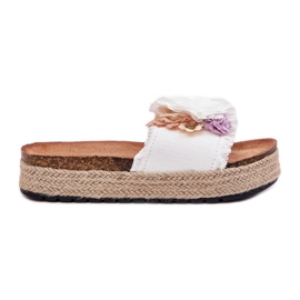 Flip -flops pentru femei cu platformă de flori cu împletitură albă Flip -flops pentru femei cu platformă de flori cu împletitură albă