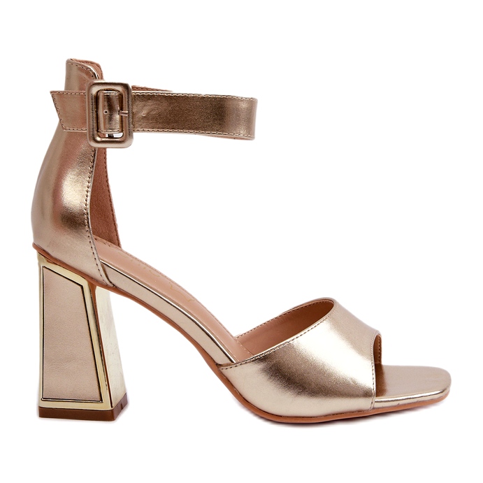 Evento Sandale de damă elegante cu toc înalt, aurii de aur