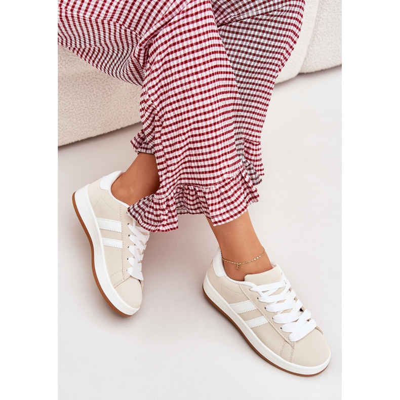 Pantofi sport de adidași pentru femei cu bej din piele eco