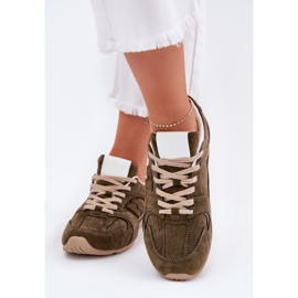 Încălțăminte sport pentru femei cu Eco Suede Green închis verde Încălțăminte sport pentru femei cu Eco Suede Green închis verde